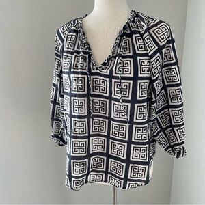 Sohana Handmade Cotton 3/4 Sleeve Boho Blouse Abstract Print Medium